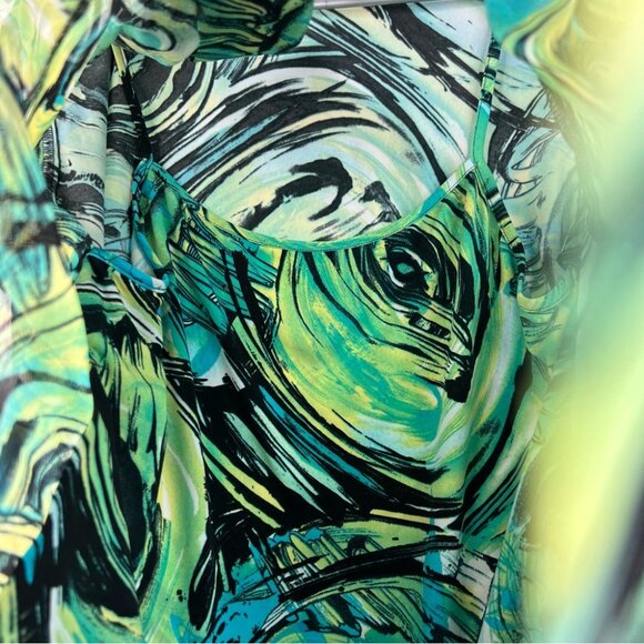 Nicola long sleeve blouse vinrant Green and Black blue Blouse abstract paint - Picture 11 of 14